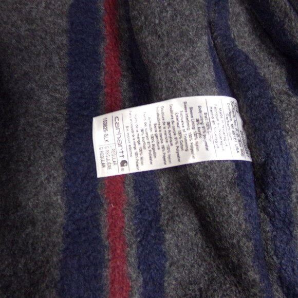 Men's Carhartt Coat Jacket Black B L Large Button Collar 103825 Blanket Lining - Picture 11 of 16